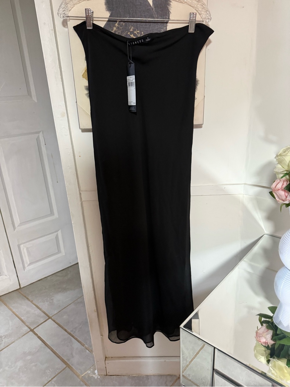 Lioness Black Strapless Maxi Skirt with Subtle Sheer Hem
